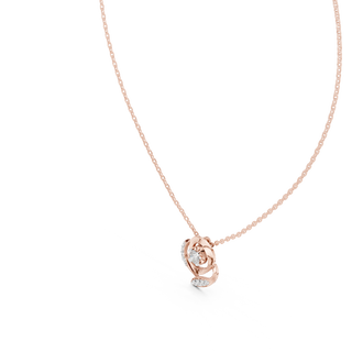 round lab grown diamond swirl pavé pendant in rose gold