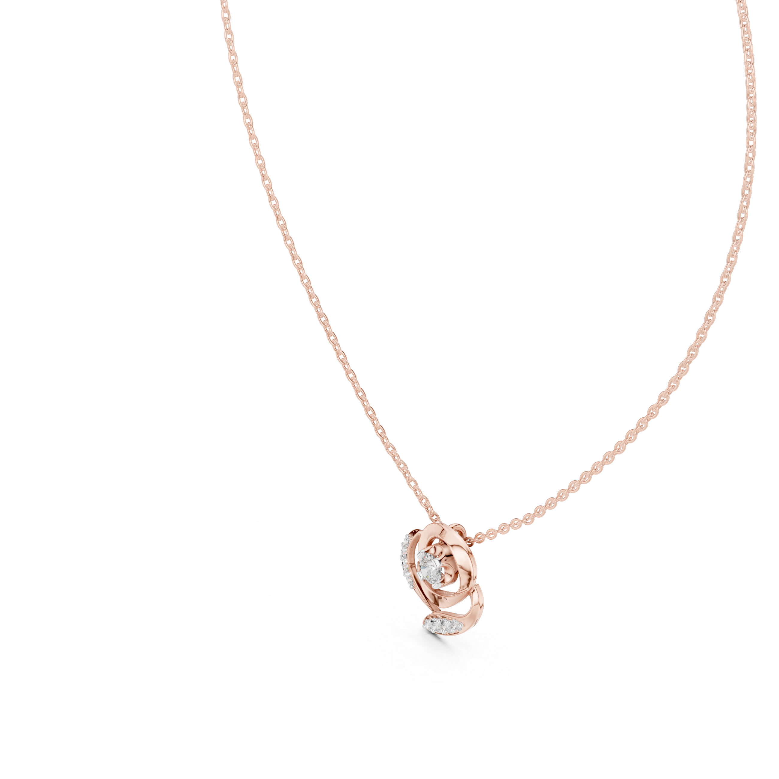 Swirl diamond pendant in gold with lab grown diamonds by Signora Jewels