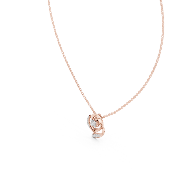 round lab grown diamond swirl pavé pendant in rose gold