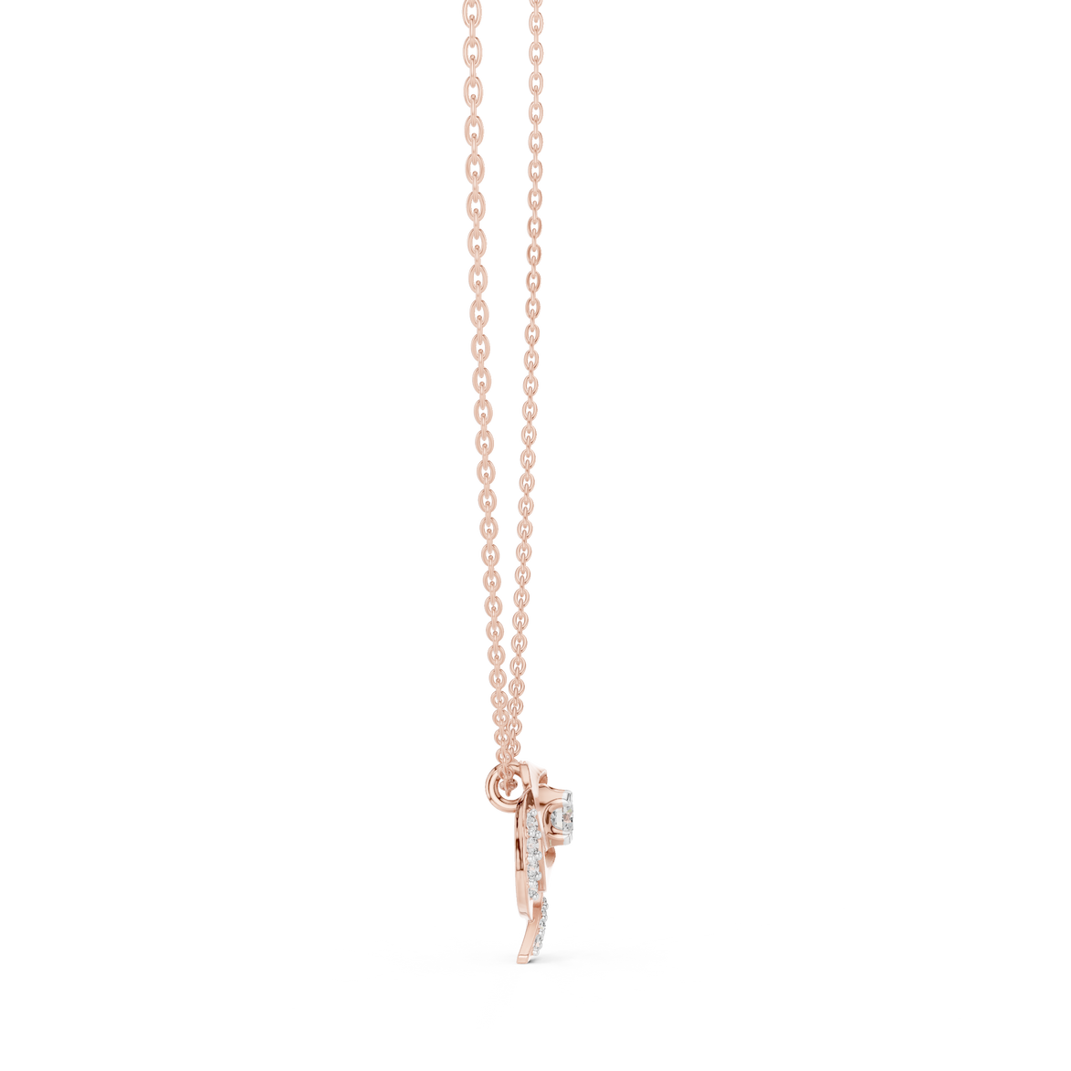 Swirl diamond pendant in gold with lab grown diamonds by Signora Jewels