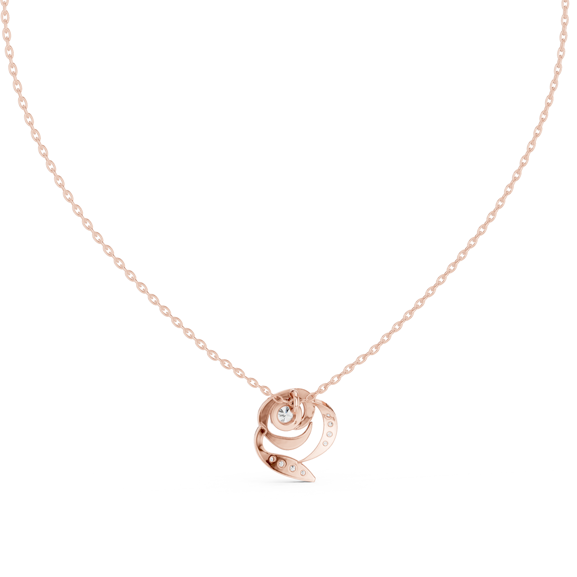 Swirl diamond pendant in gold with lab grown diamonds by Signora Jewels