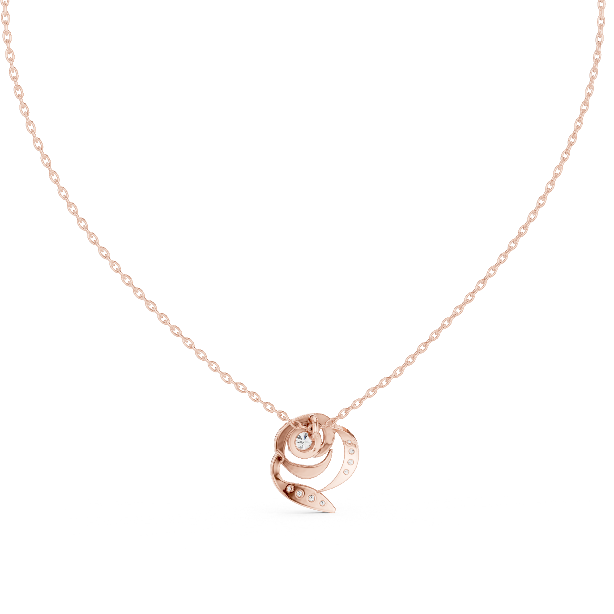 Swirl diamond pendant in gold with lab grown diamonds by Signora Jewels