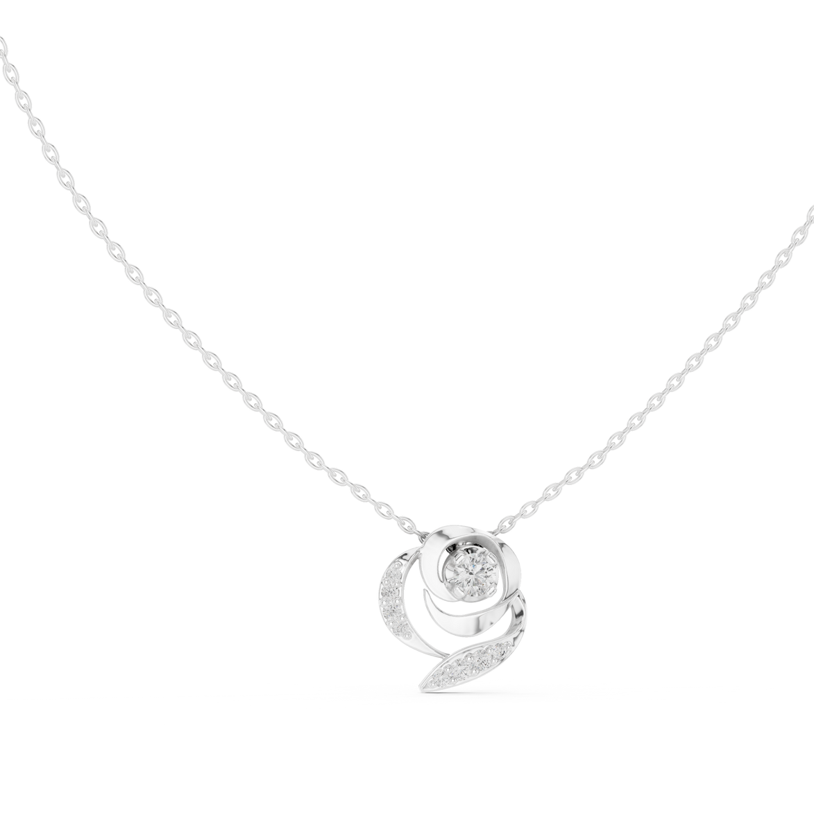 Swirl diamond pendant in gold with lab grown diamonds by Signora Jewels