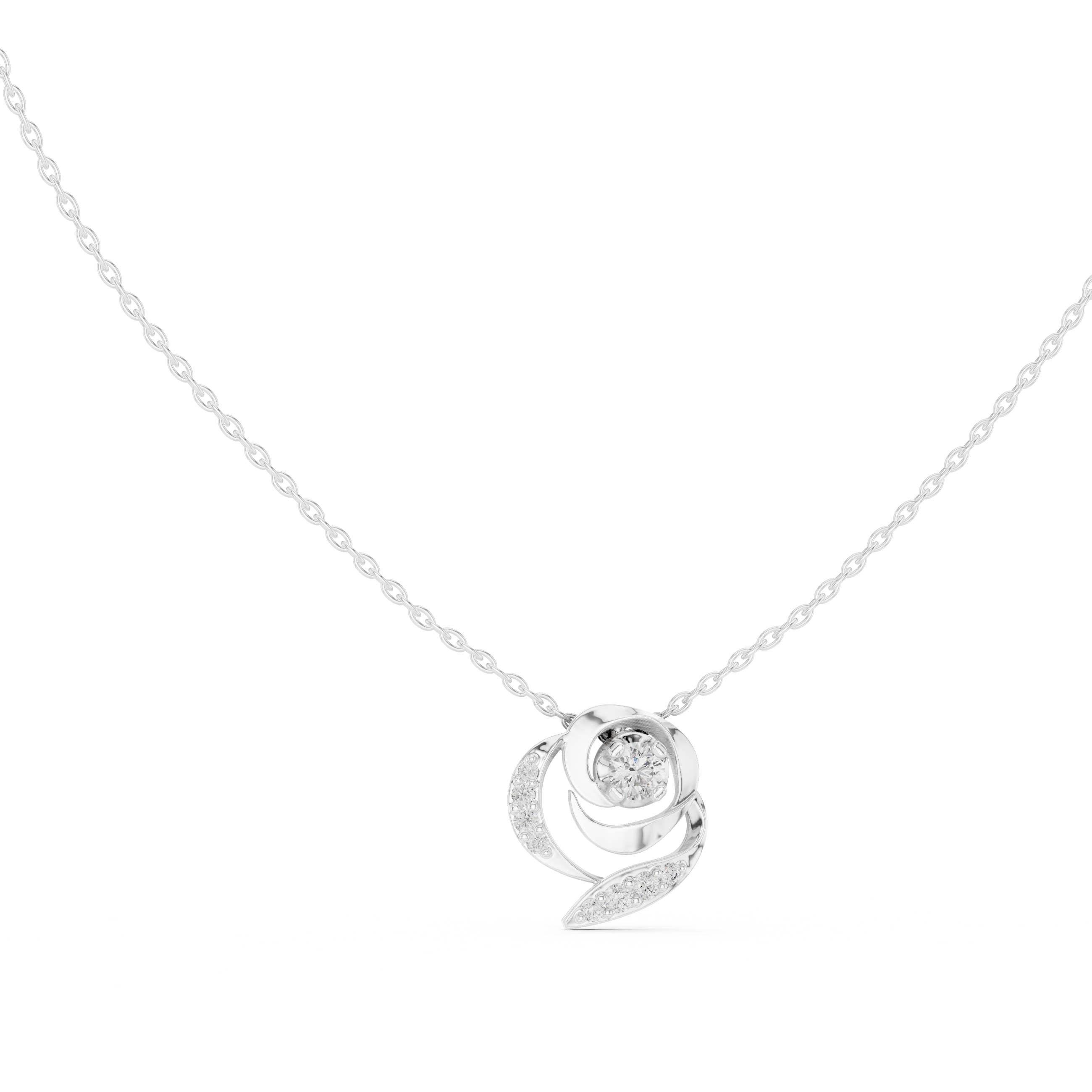 Swirl diamond pendant in gold with lab grown diamonds by Signora Jewels