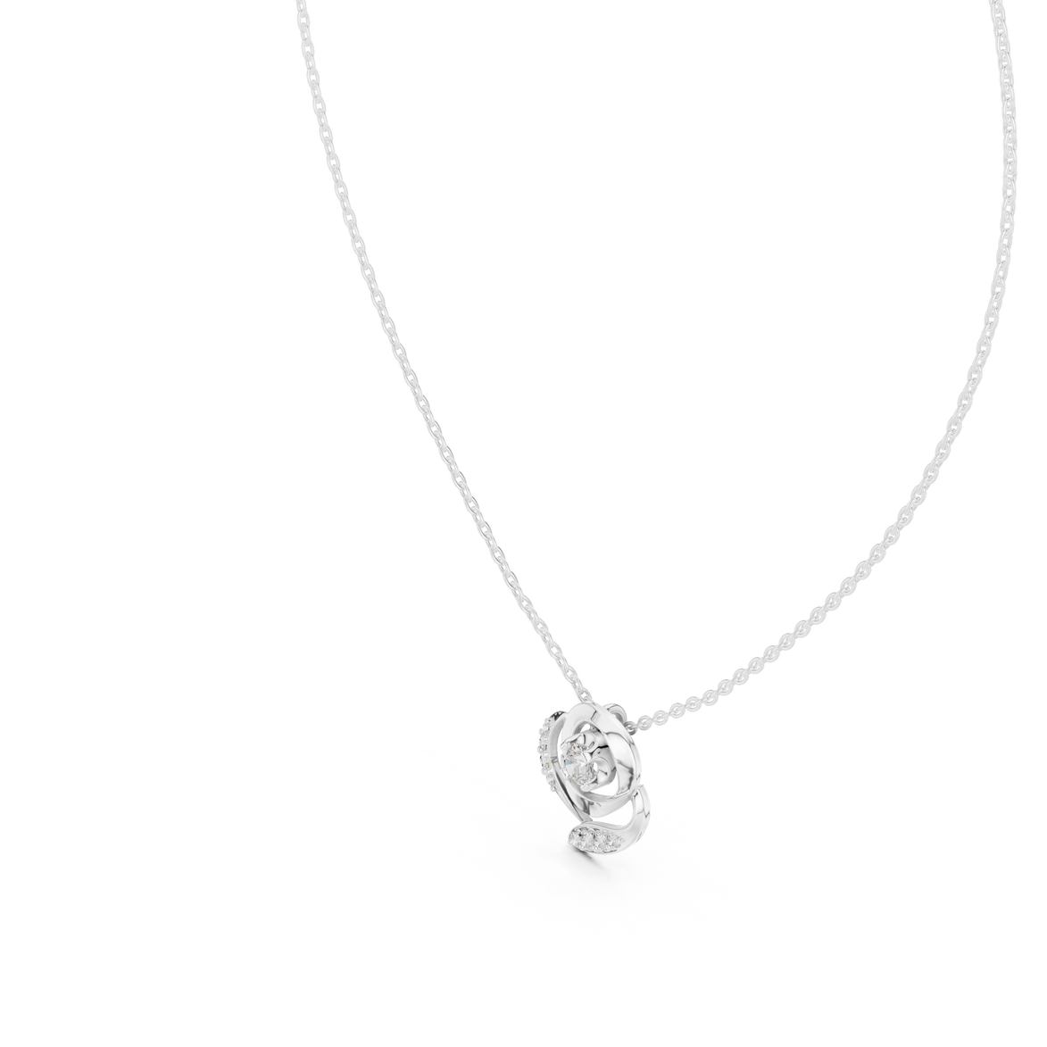 Swirl diamond pendant in gold with lab grown diamonds by Signora Jewels