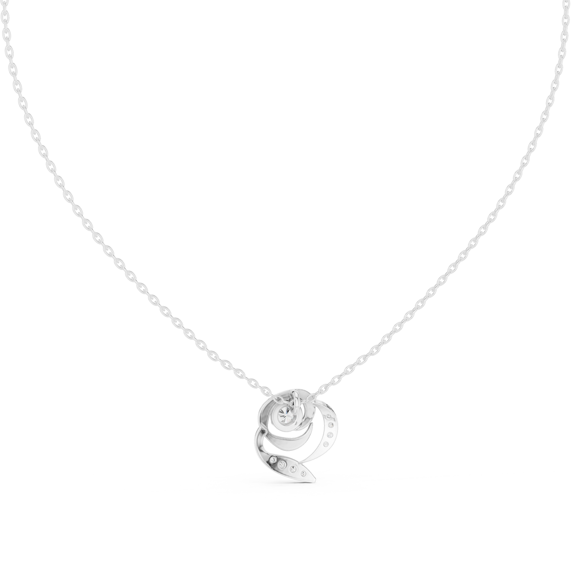 Swirl diamond pendant in gold with lab grown diamonds by Signora Jewels