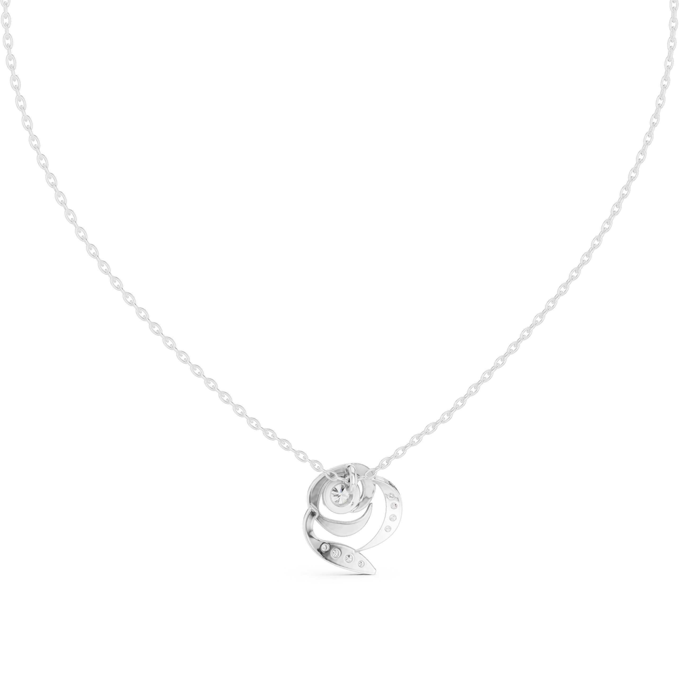 Swirl diamond pendant in gold with lab grown diamonds by Signora Jewels