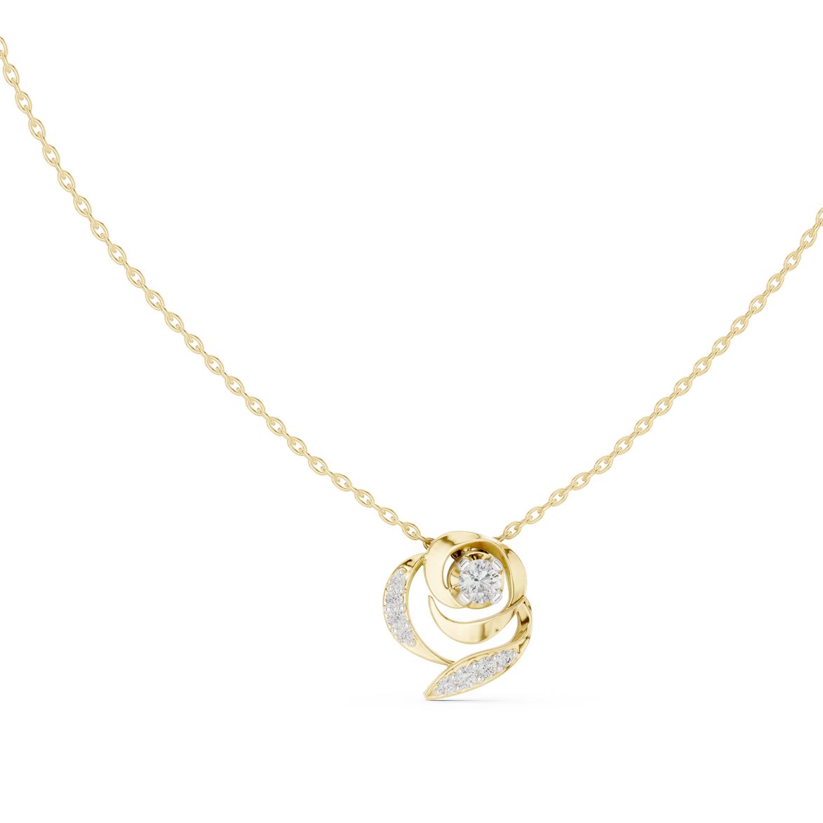 Swirl diamond pendant in gold with lab grown diamonds by Signora Jewels