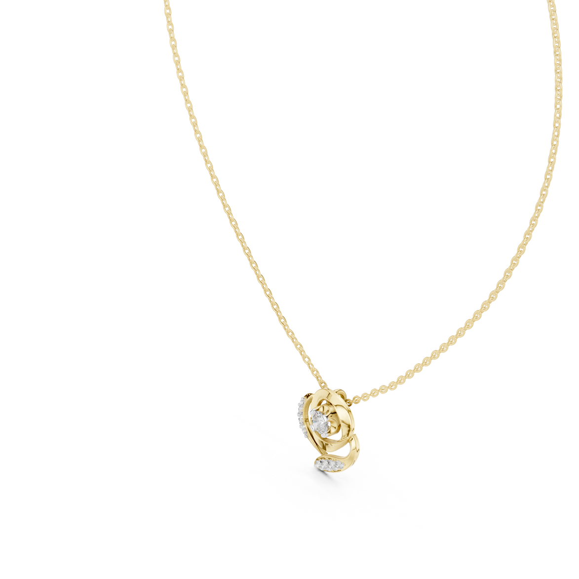 Swirl diamond pendant in gold with lab grown diamonds by Signora Jewels