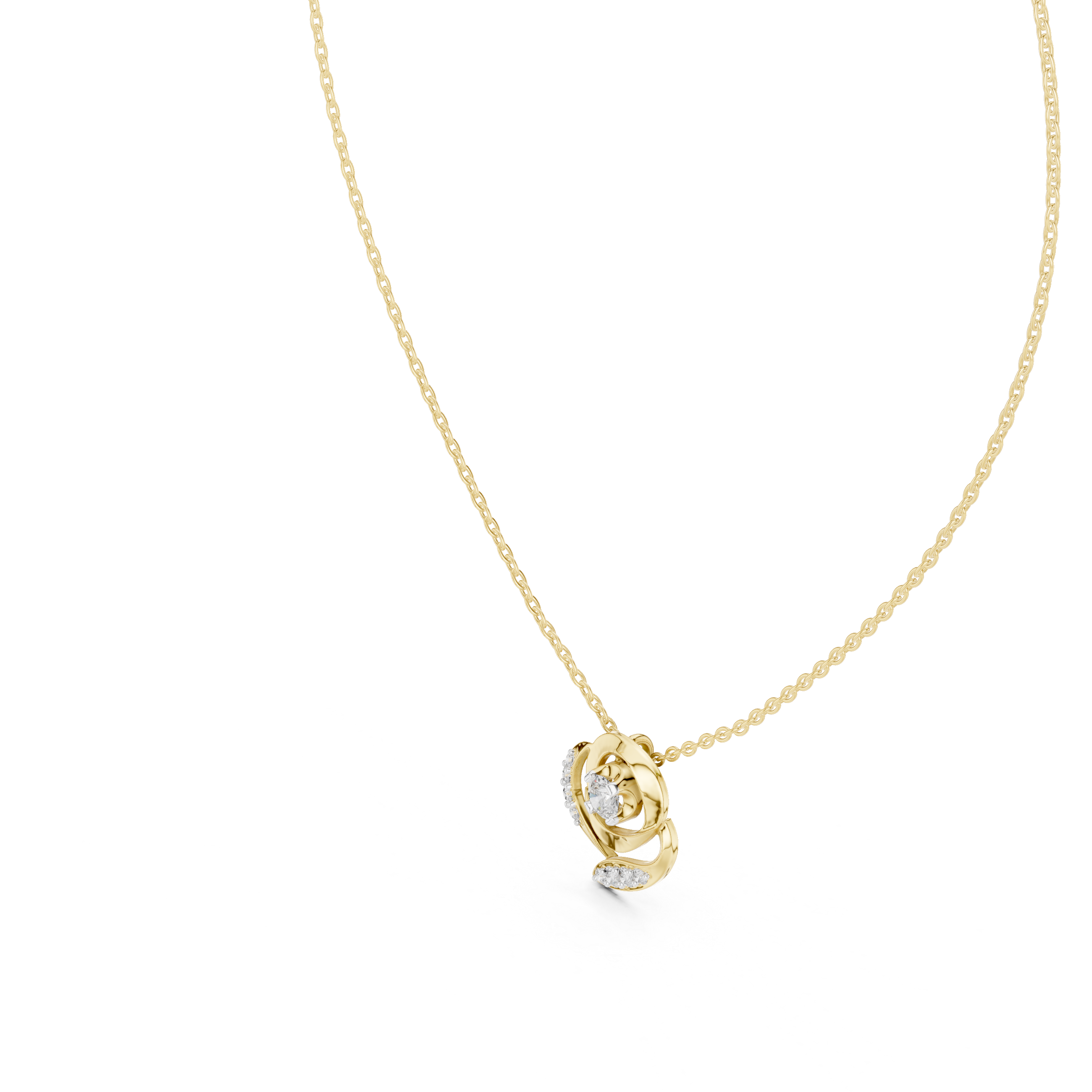 Swirl diamond pendant in gold with lab grown diamonds by Signora Jewels