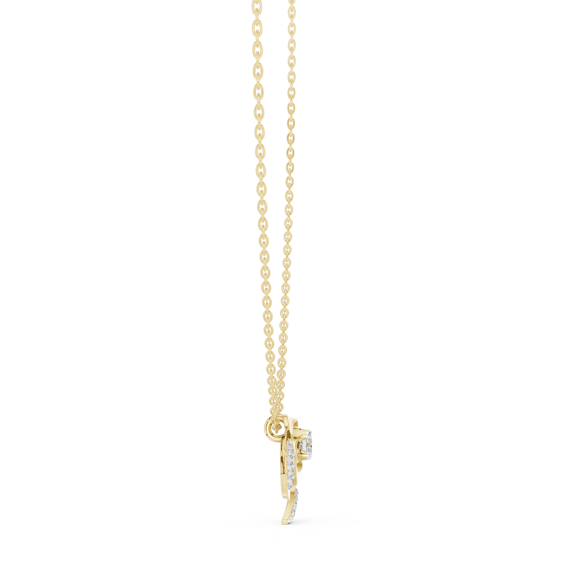 Swirl diamond pendant in gold with lab grown diamonds by Signora Jewels