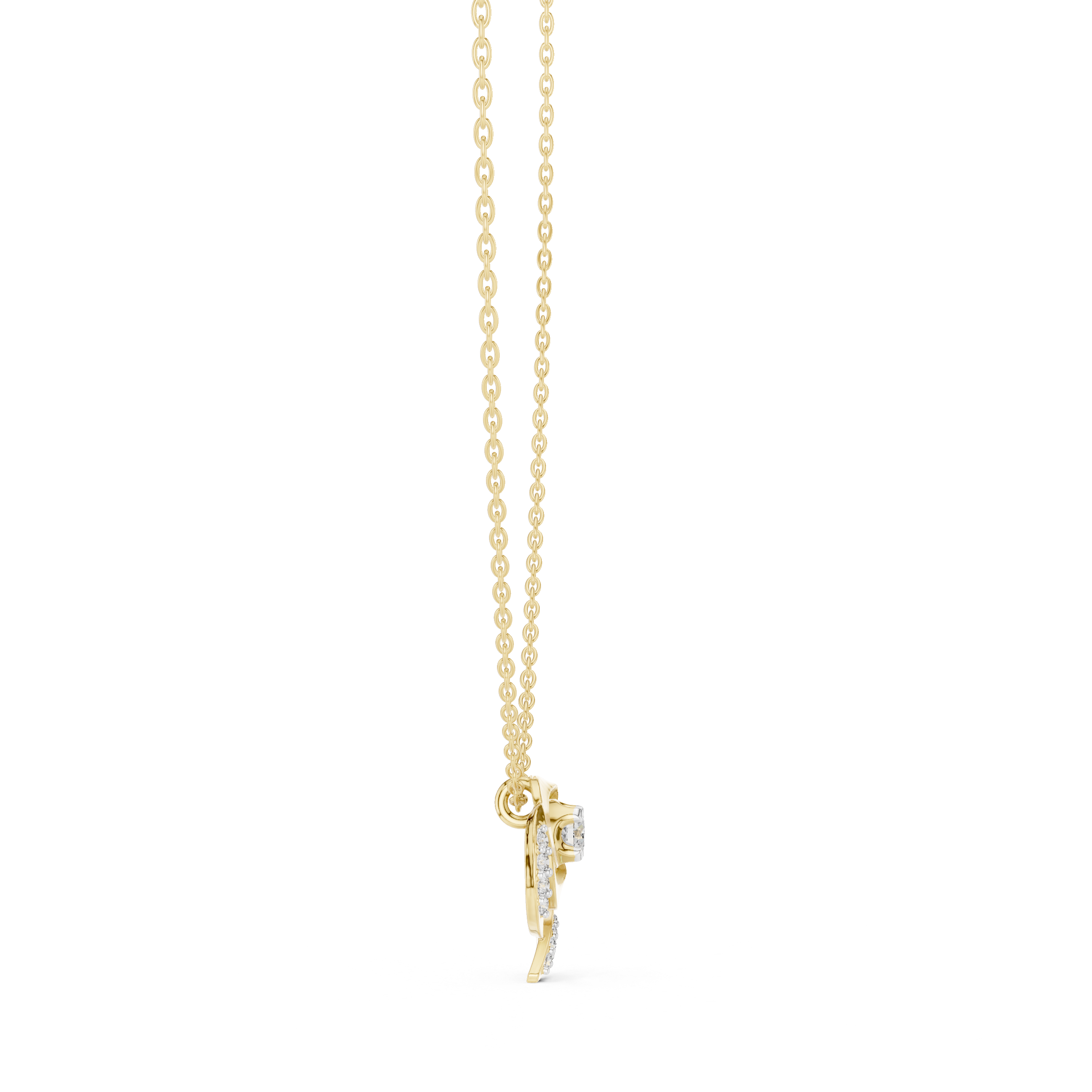 Swirl diamond pendant in gold with lab grown diamonds by Signora Jewels