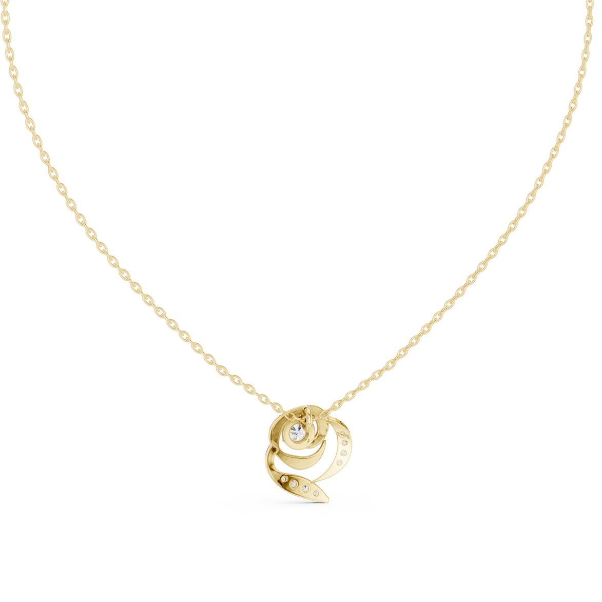 Swirl diamond pendant in gold with lab grown diamonds by Signora Jewels