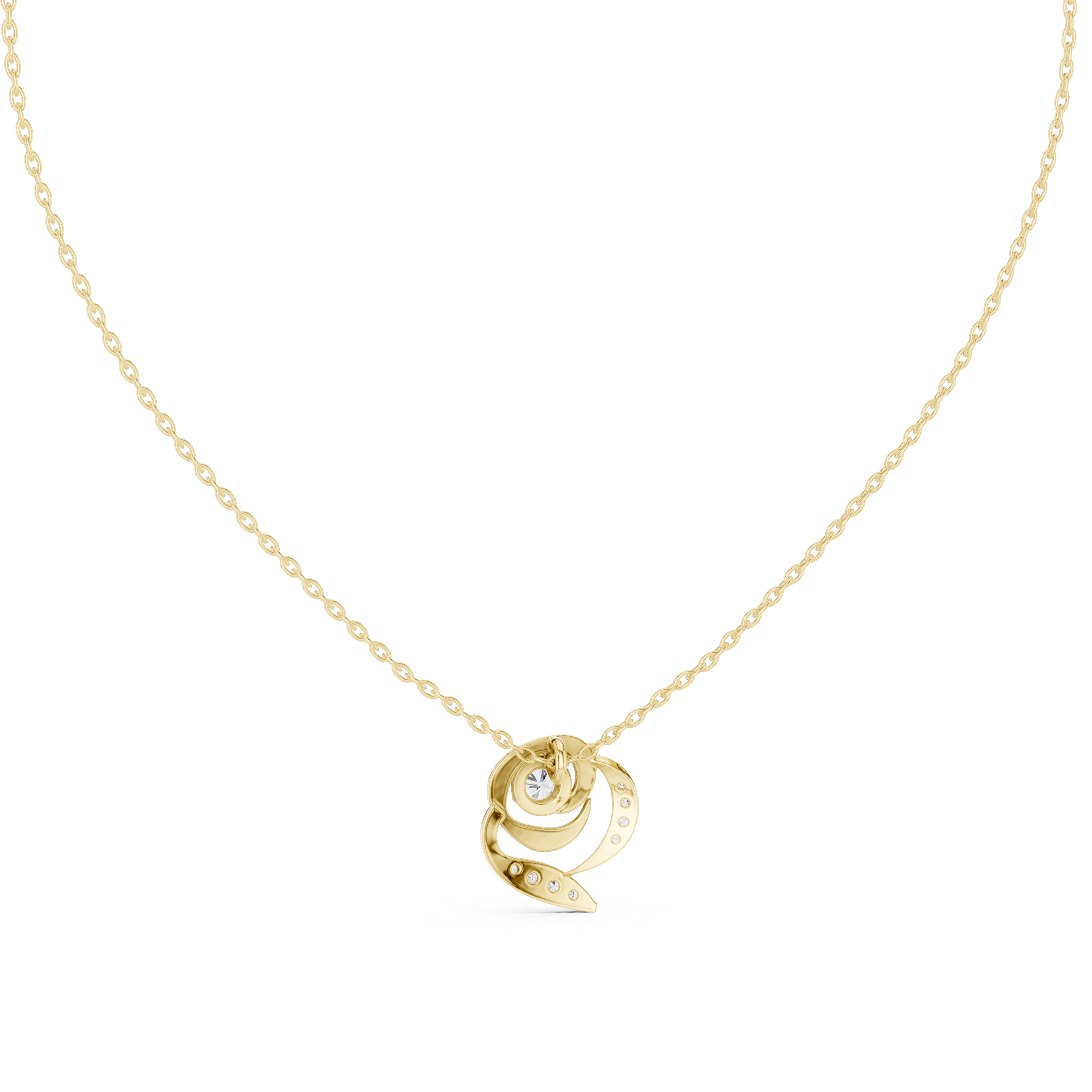 Swirl diamond pendant in gold with lab grown diamonds by Signora Jewels