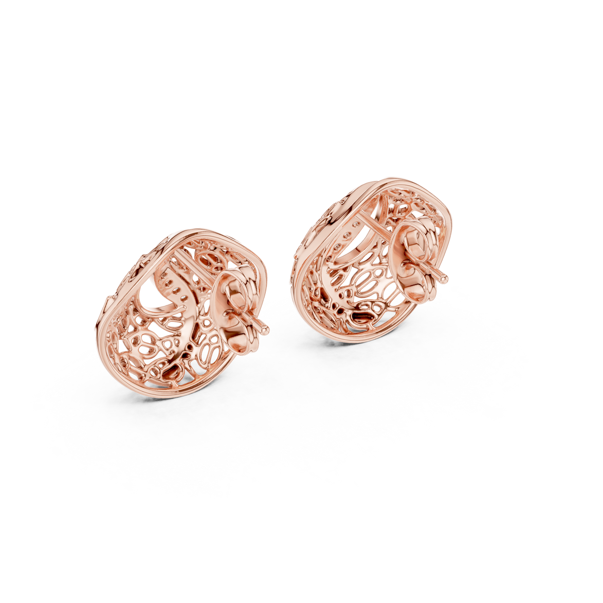 Diamond dome stud earrings in gold with pavé diamonds
