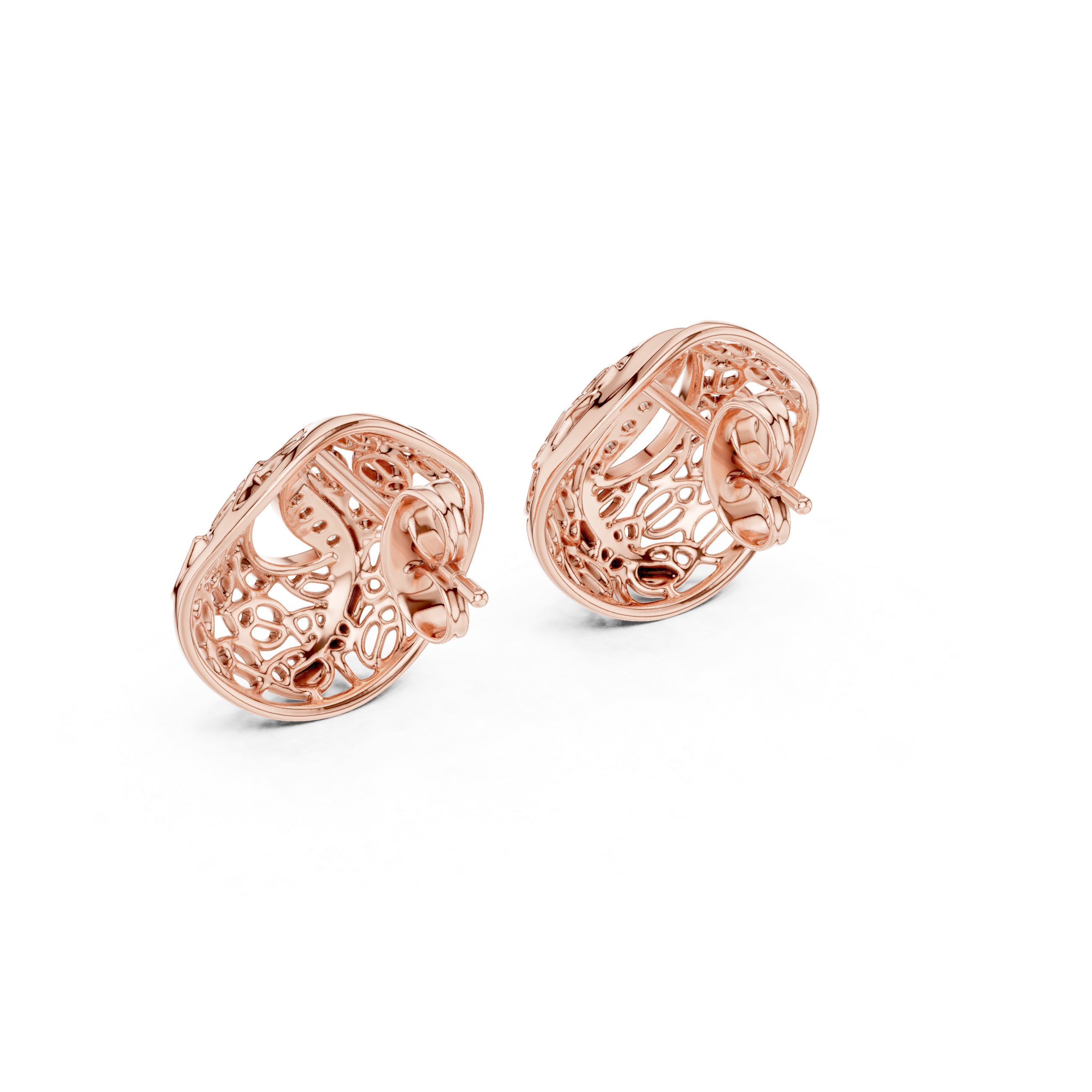 Diamond dome stud earrings in gold with pavé diamonds
