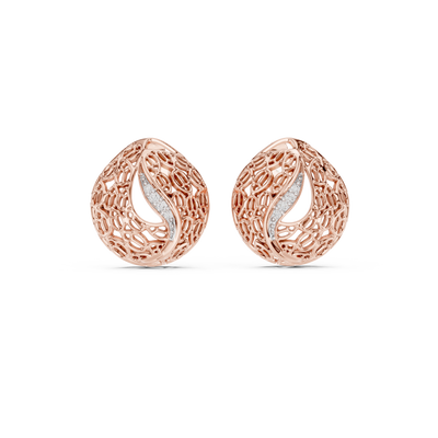 Diamond dome stud earrings in gold with pavé diamonds