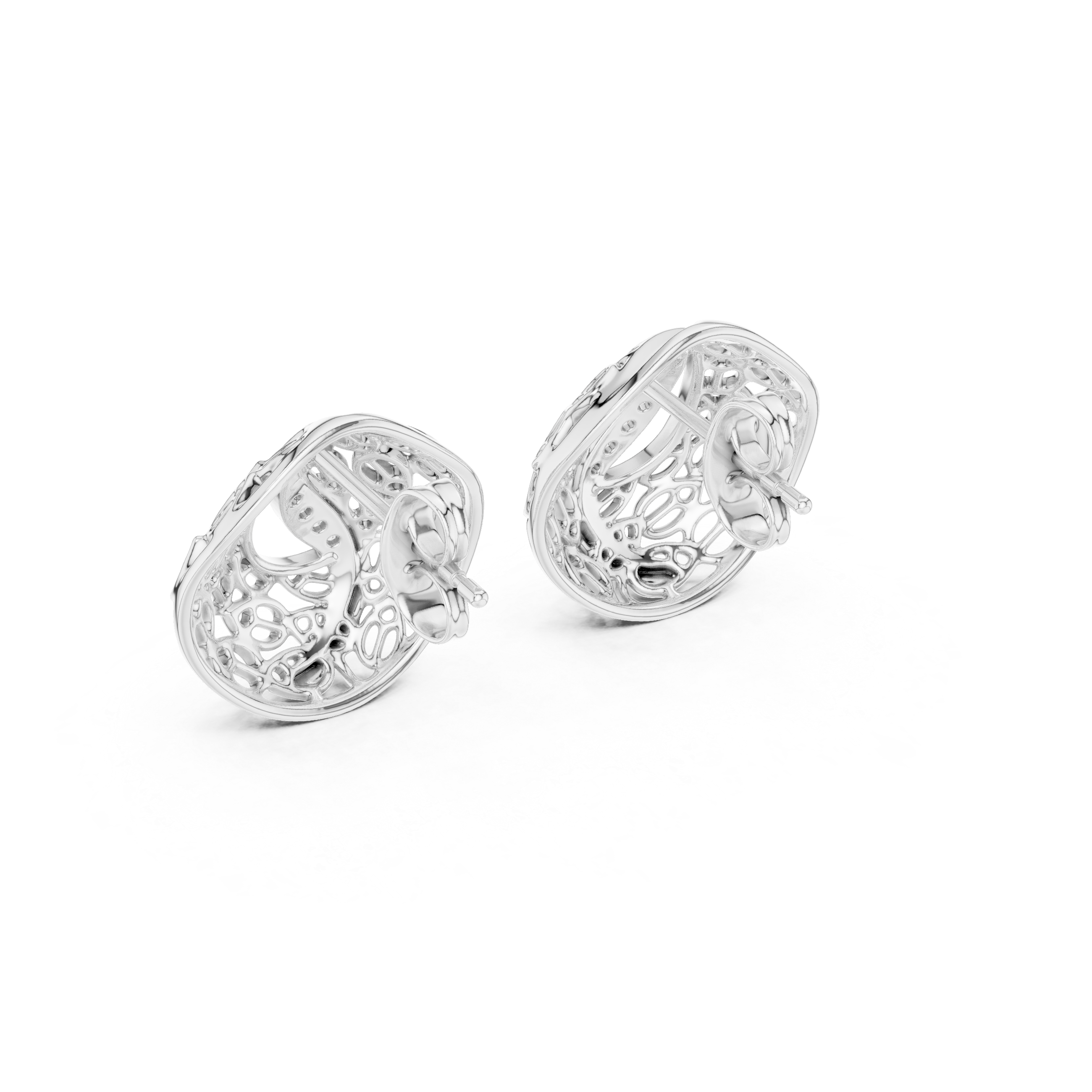 Diamond dome stud earrings in gold with pavé diamonds