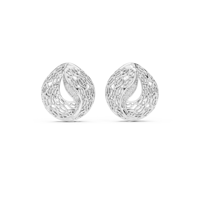 Diamond dome stud earrings in gold with pavé diamonds