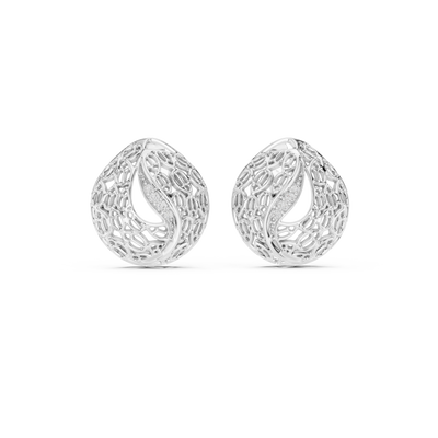 Diamond dome stud earrings in gold with pavé diamonds