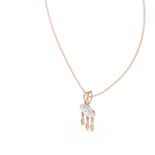 evil eye lab grown diamond drop pendant in rose gold