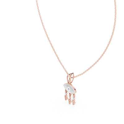 evil eye lab grown diamond drop pendant in rose gold