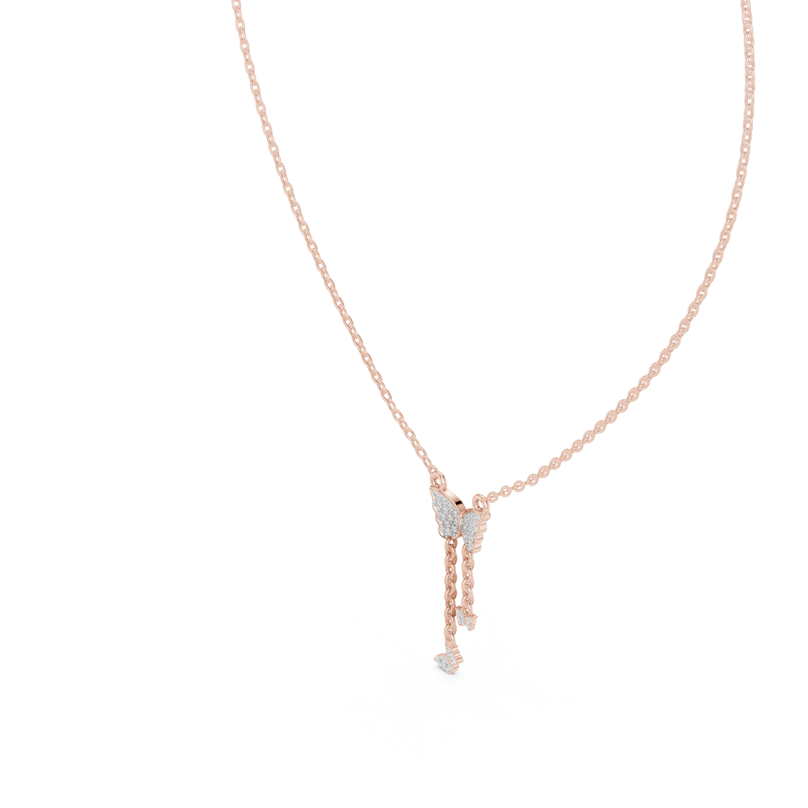 Butterfly tassel diamond pendant in gold with lab grown diamonds by Signora Jewels