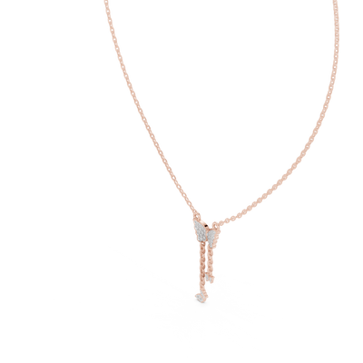 Butterfly tassel diamond pendant in gold with lab grown diamonds by Signora Jewels