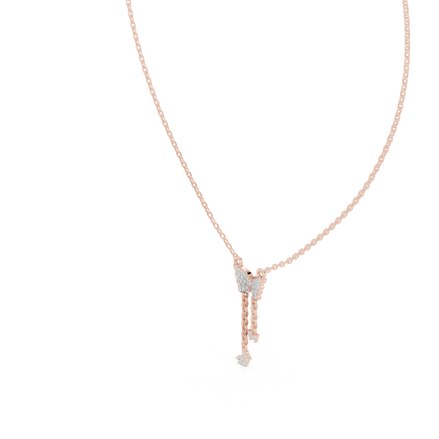 Butterfly tassel diamond pendant in gold with lab grown diamonds by Signora Jewels