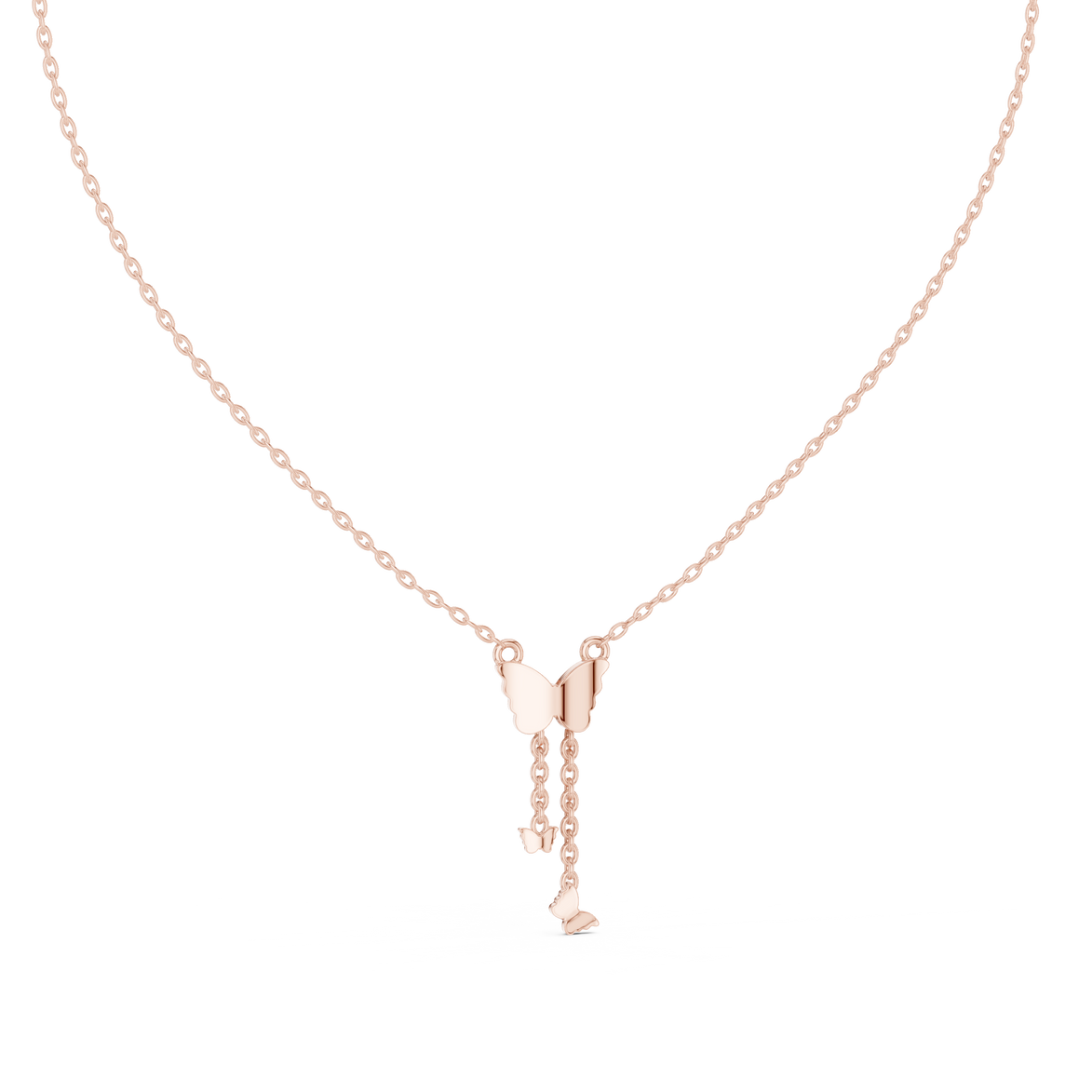 Butterfly tassel diamond pendant in gold with lab grown diamonds by Signora Jewels