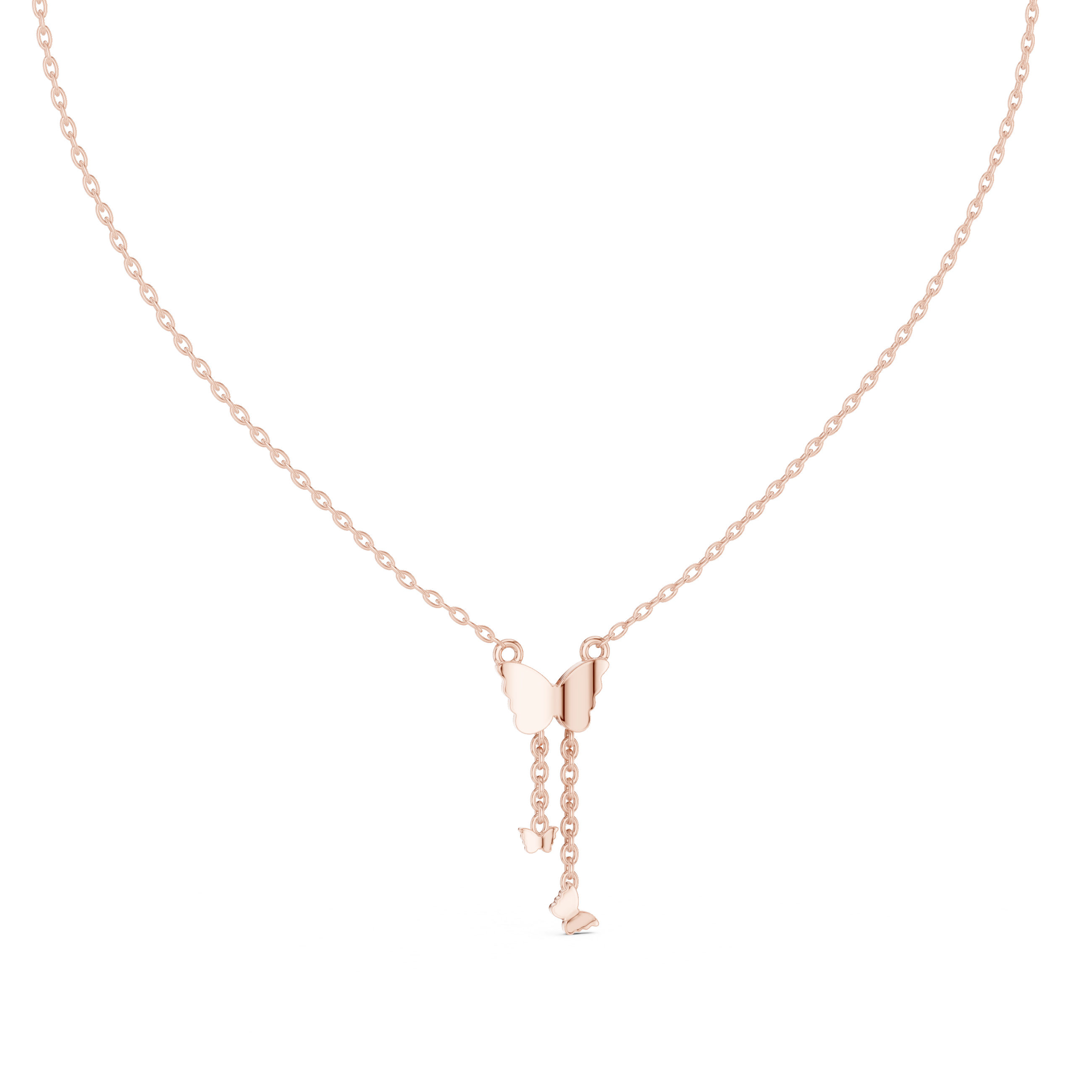 Butterfly tassel diamond pendant in gold with lab grown diamonds by Signora Jewels