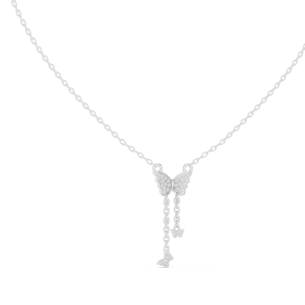 Butterfly tassel diamond pendant in gold with lab grown diamonds by Signora Jewels