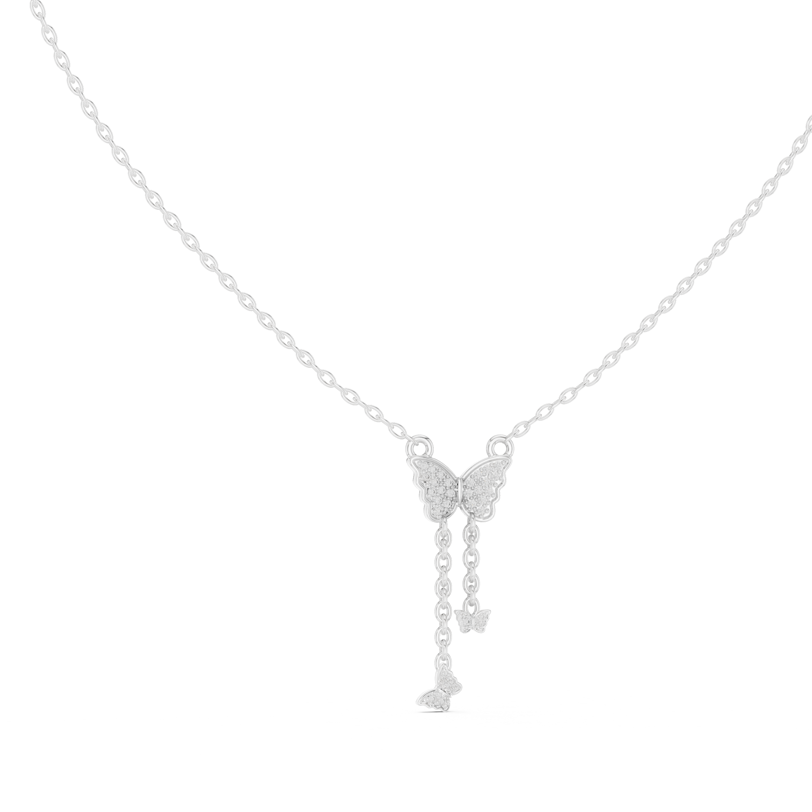Butterfly tassel diamond pendant in gold with lab grown diamonds by Signora Jewels