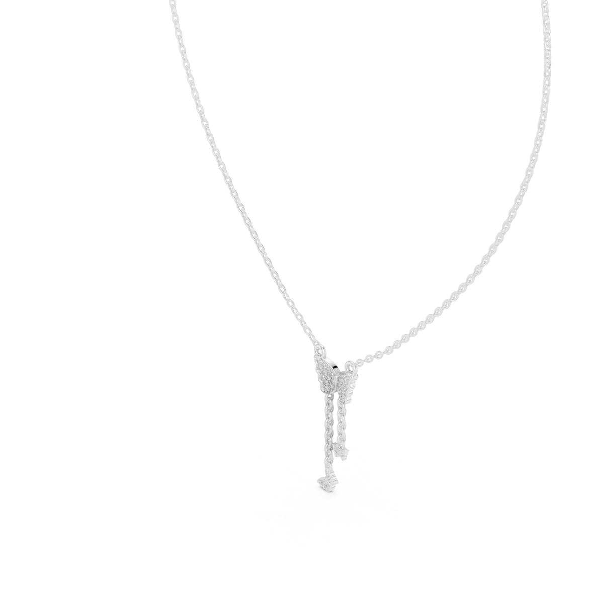 Butterfly tassel diamond pendant in gold with lab grown diamonds by Signora Jewels