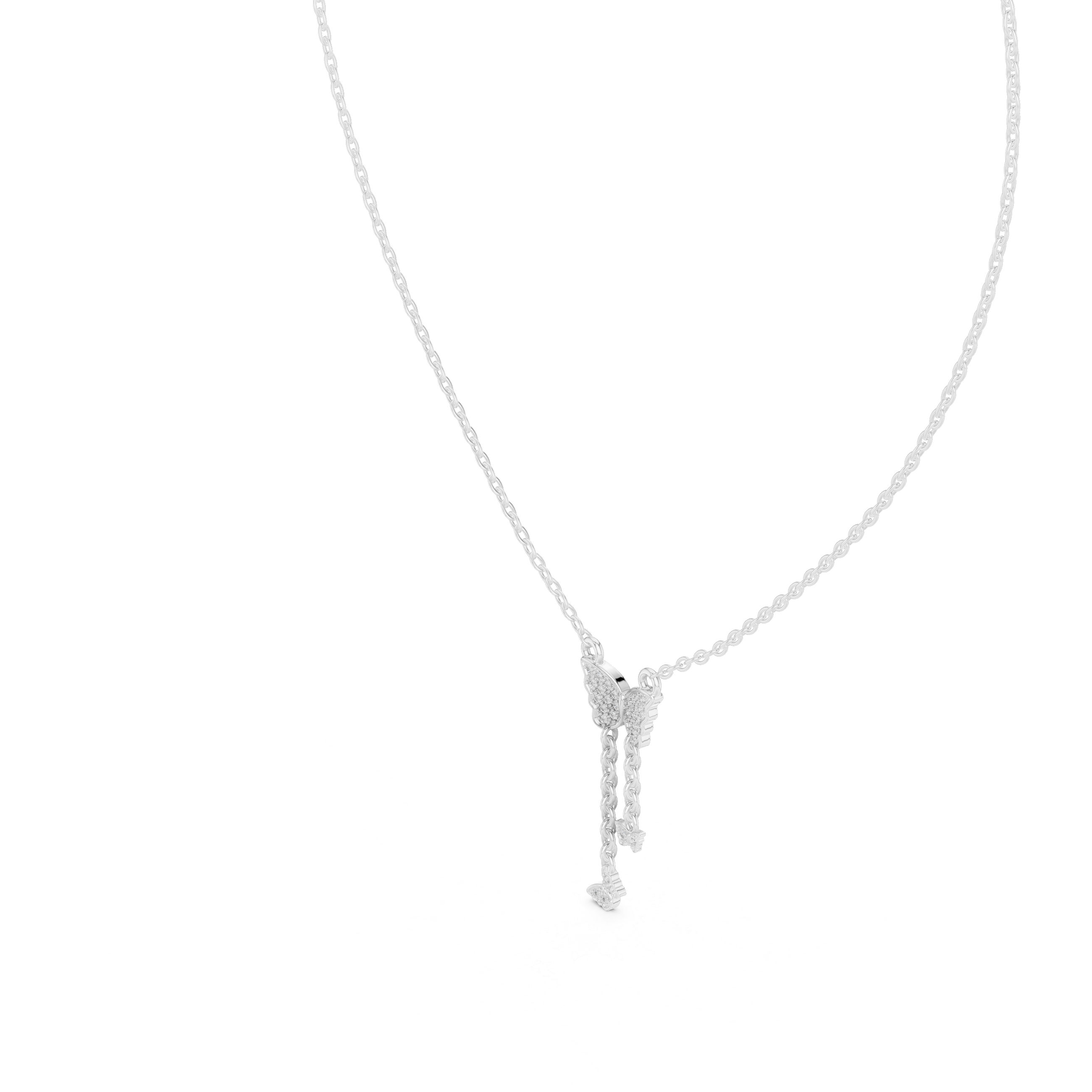 Butterfly tassel diamond pendant in gold with lab grown diamonds by Signora Jewels