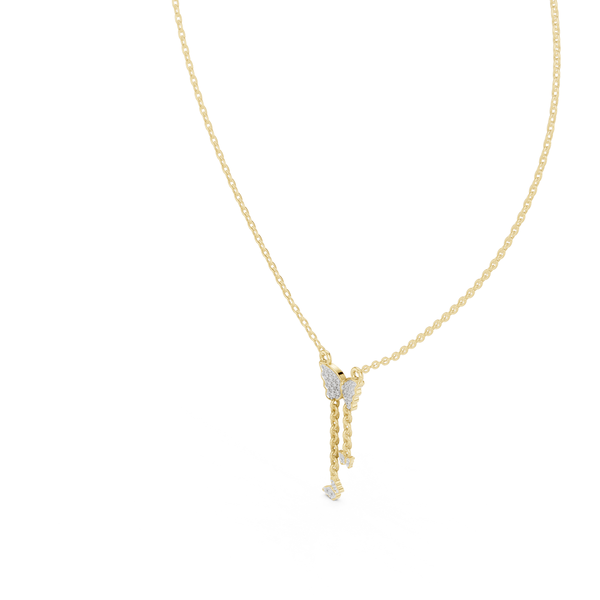 Butterfly tassel diamond pendant in gold with lab grown diamonds by Signora Jewels