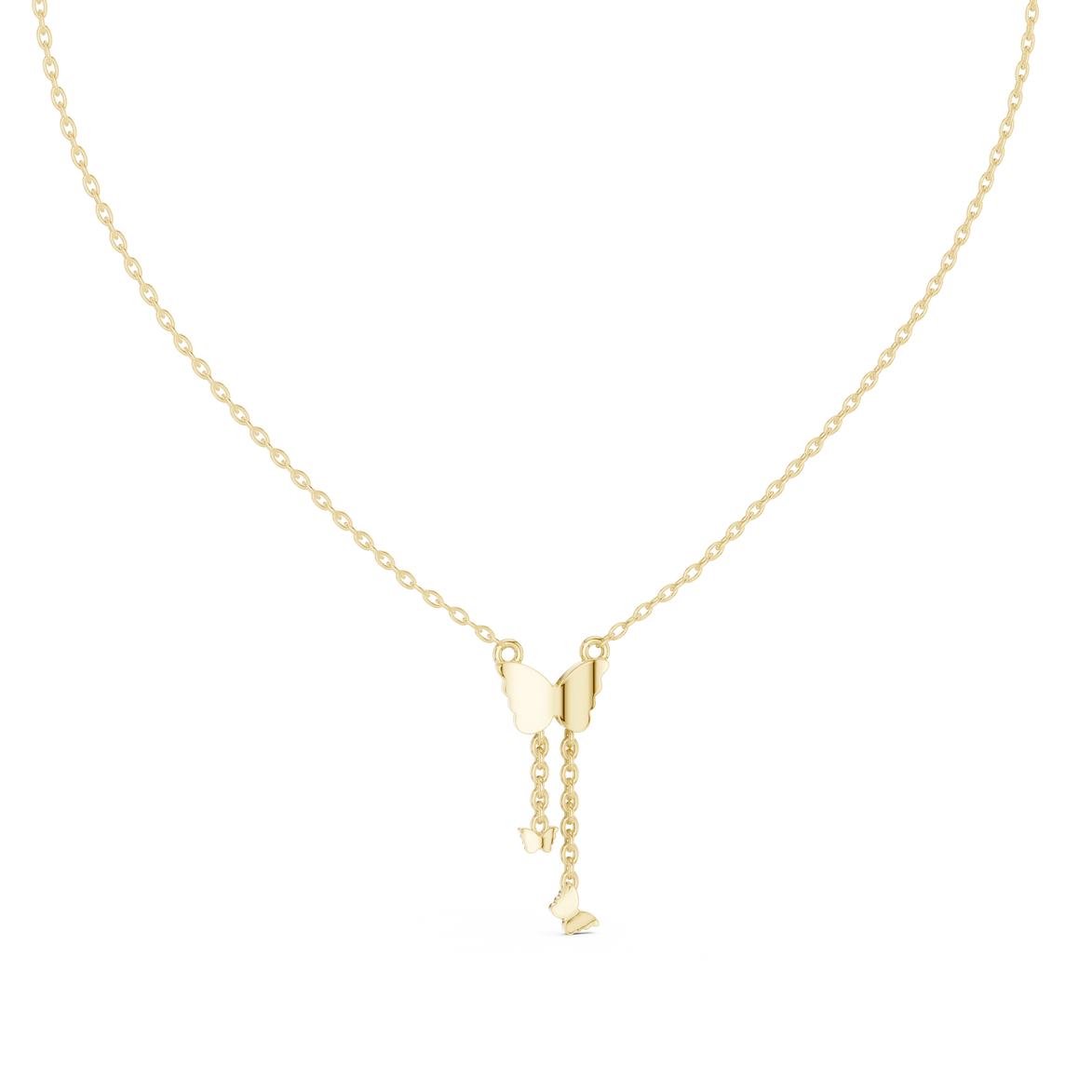 Butterfly tassel diamond pendant in gold with lab grown diamonds by Signora Jewels
