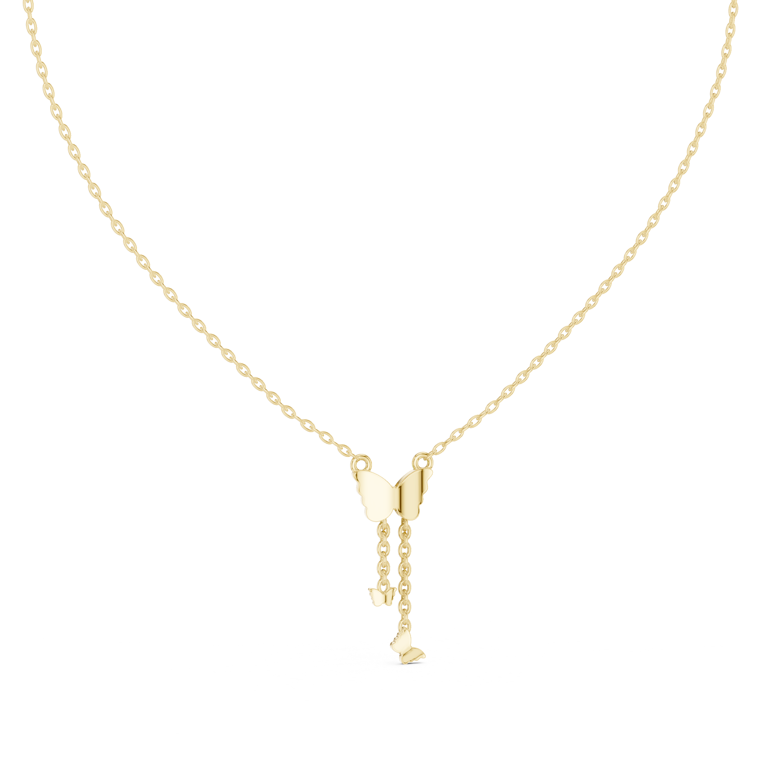 Butterfly tassel diamond pendant in gold with lab grown diamonds by Signora Jewels