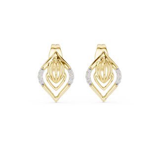 Front view of Celestial Veil openwork diamond stud earrings in yellow gold.