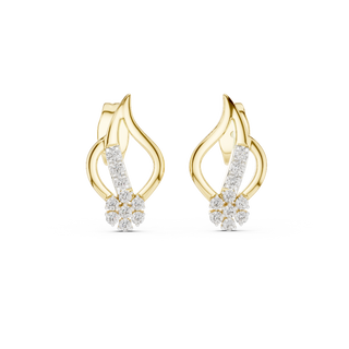 Front view of Aurora Bloom diamond floral stud earrings in yellow gold.