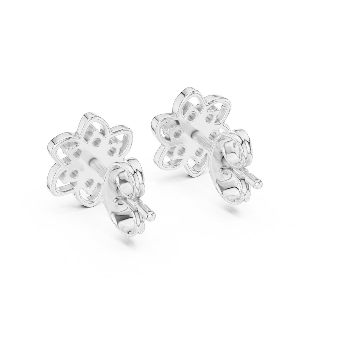 Floral diamond stud earrings in gold with round diamonds
