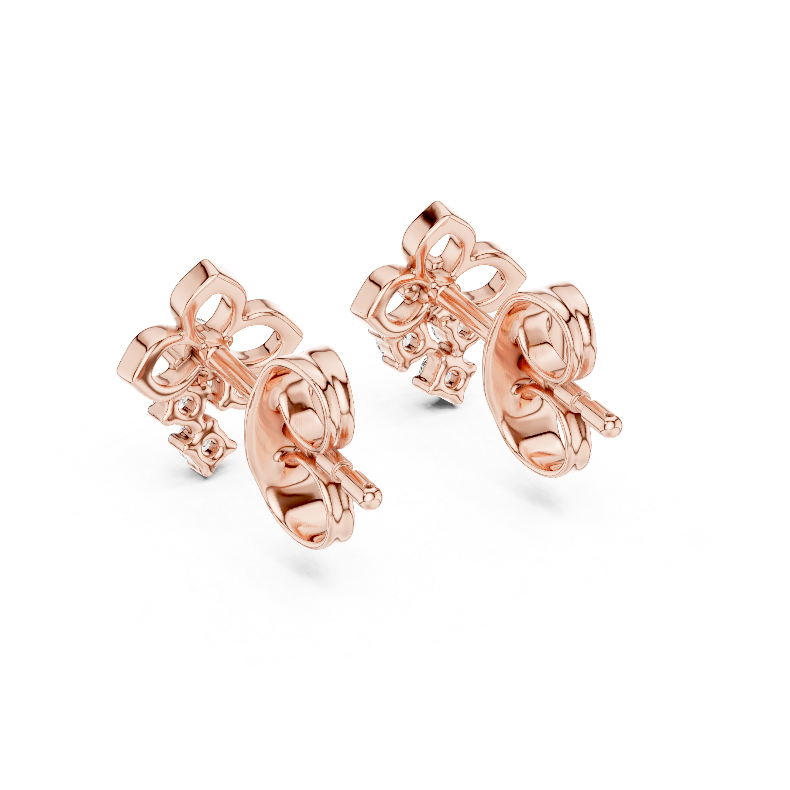 Floral diamond stud earrings in gold with round lab grown diamonds