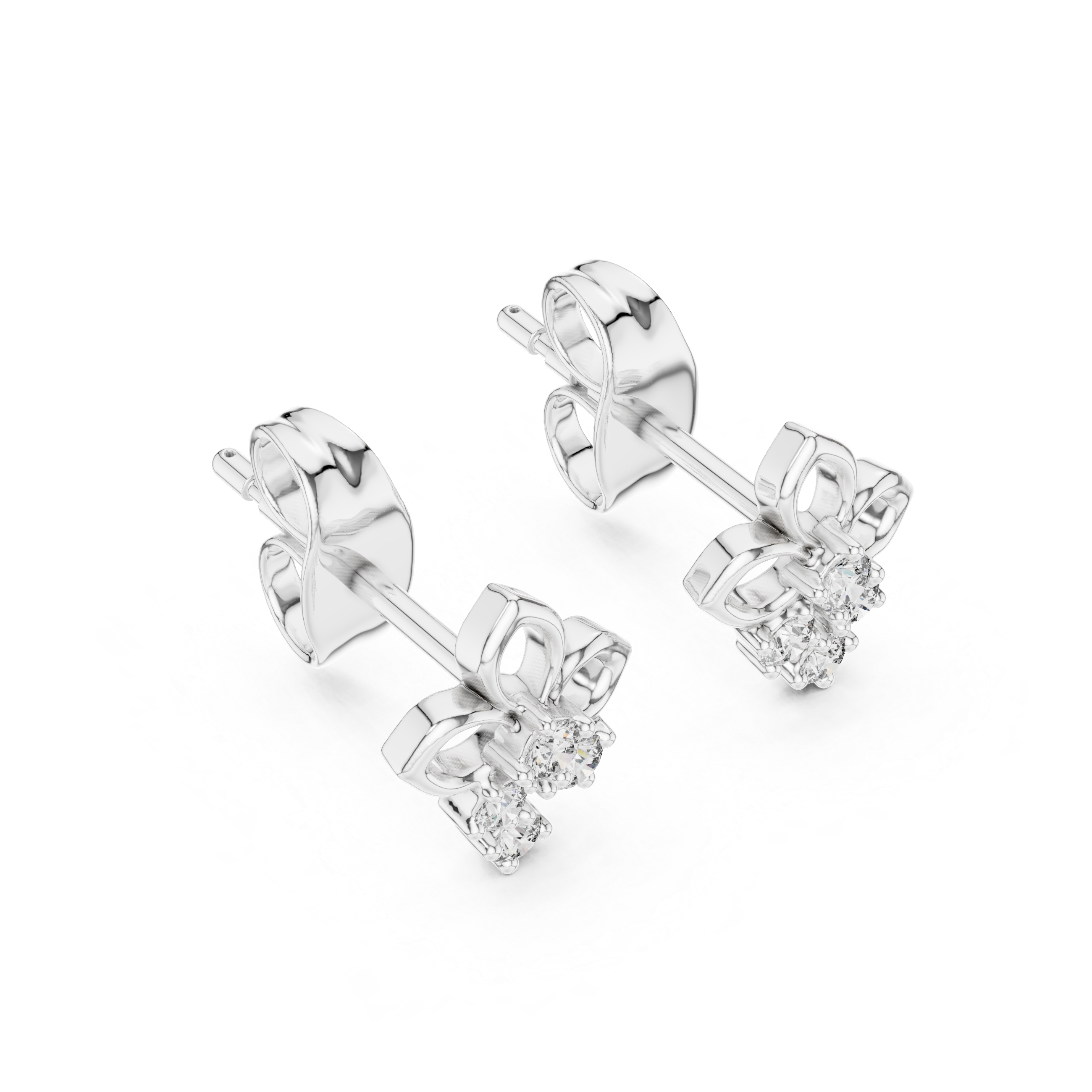 Floral diamond stud earrings in gold with round lab grown diamonds