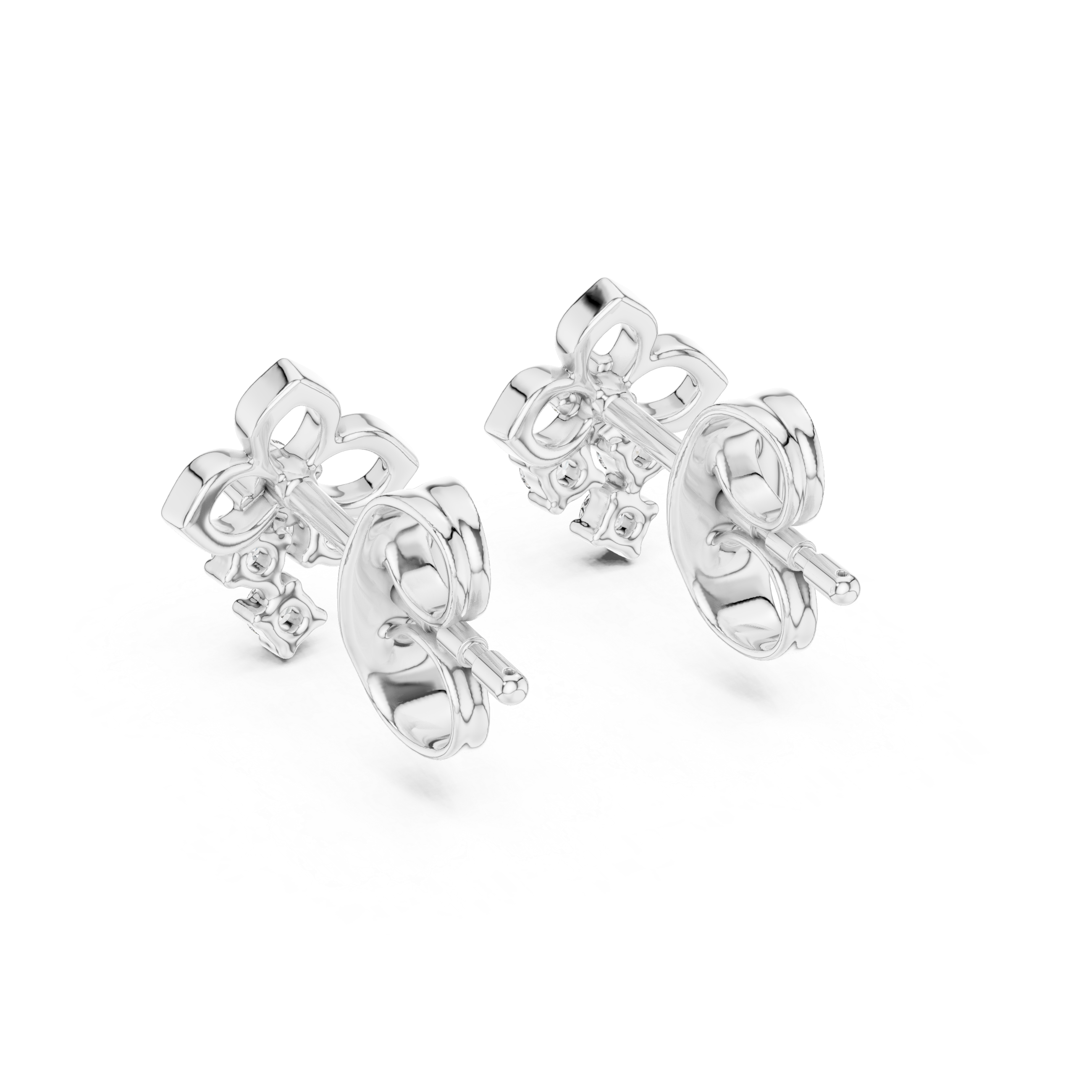 Floral diamond stud earrings in gold with round lab grown diamonds