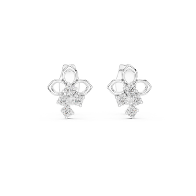Floral diamond stud earrings in gold with round lab grown diamonds