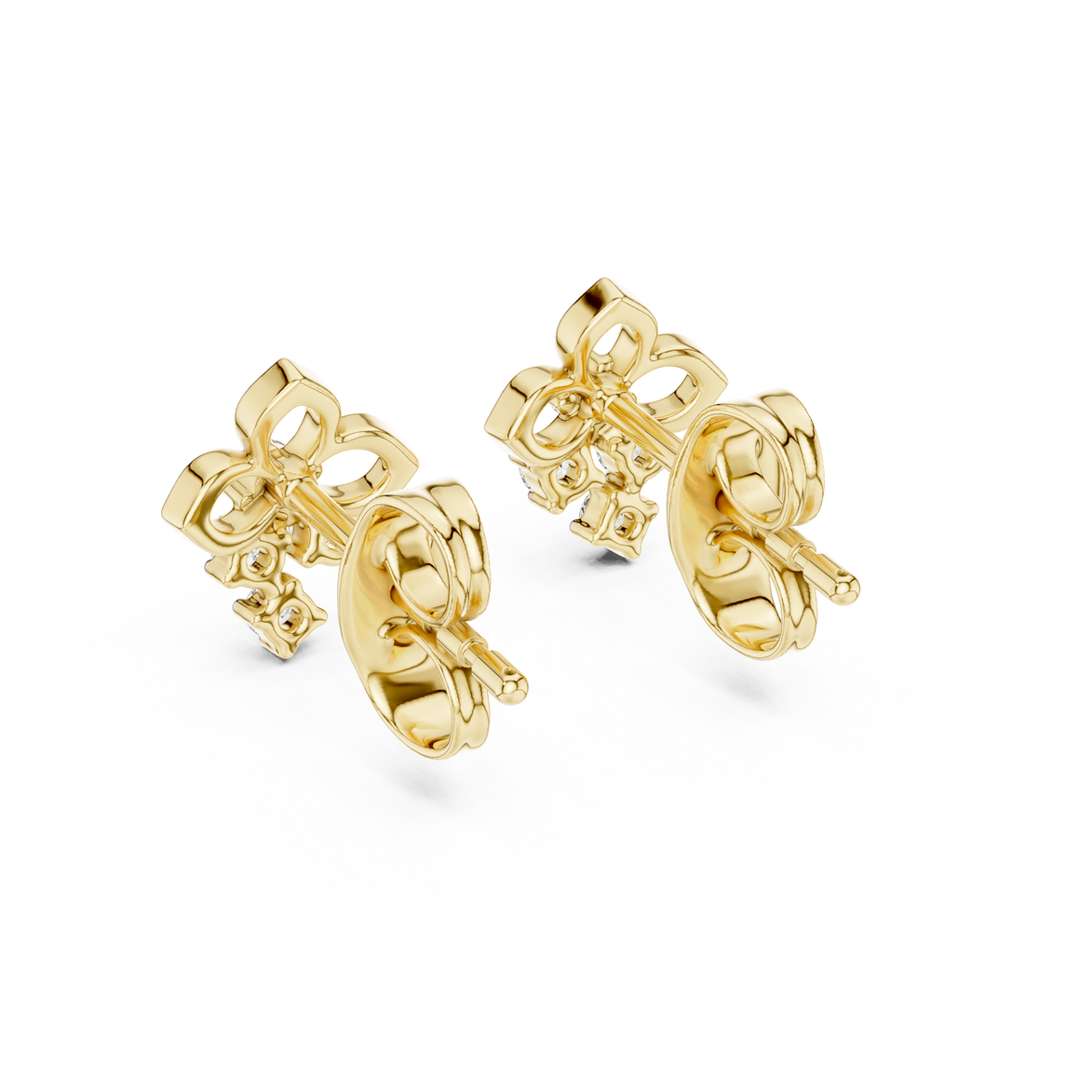 Floral diamond stud earrings in gold with round lab grown diamonds