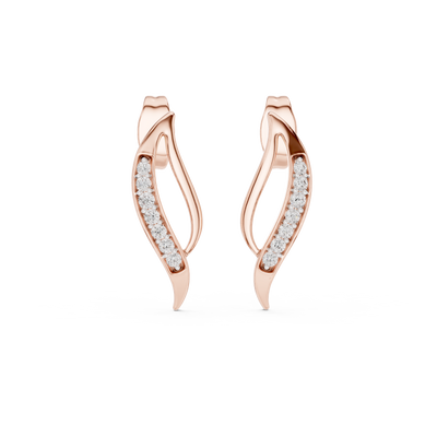 Wave diamond stud earrings in gold with round lab grown diamonds