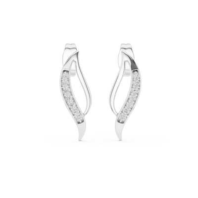 Wave diamond stud earrings in gold with round lab grown diamonds
