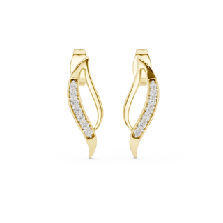 Front view of Elegant Flow diamond stud earrings in yellow gold.