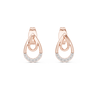 Teardrop diamond stud earrings in gold with round lab grown diamonds